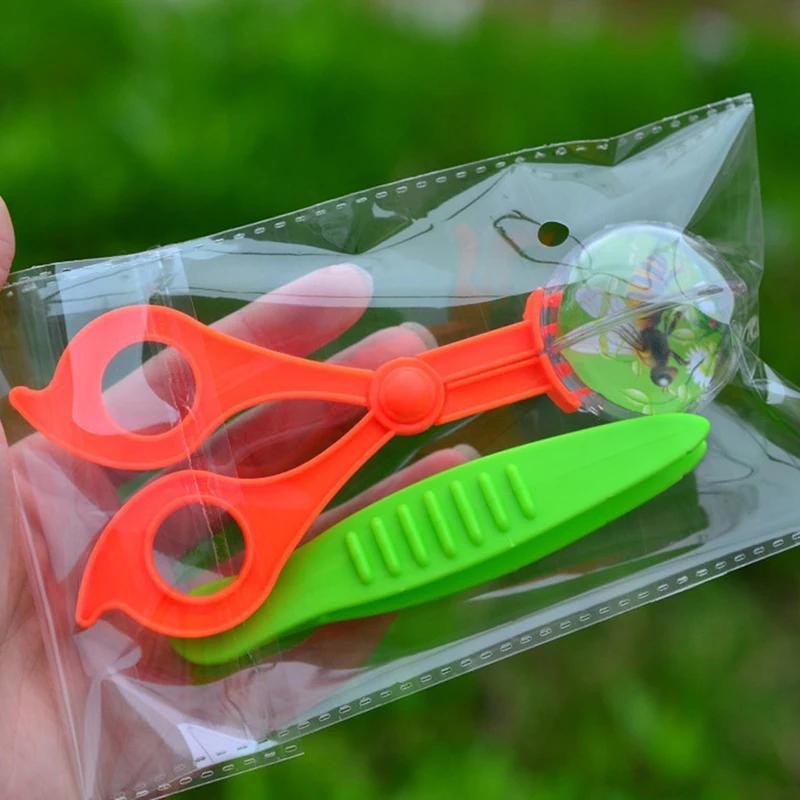 Children School Plant Insect Biology Study Tool Set Plastic Scissor Clamp Tweezers Cute Nature Exploration Toy Kit f